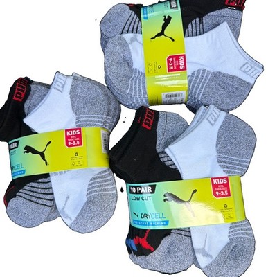 Lot Of 3 Pack Of Puma Kids Ankle Socks 30 Pair Size 9-3.5  Cushioned Low Cut