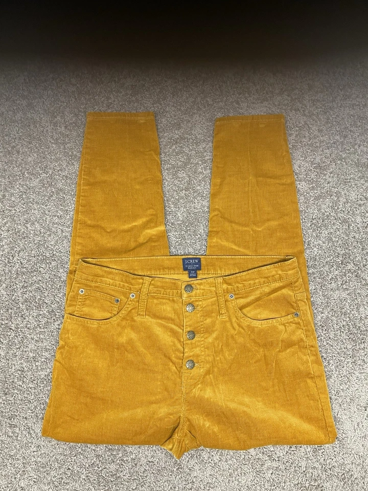 J. Pantalones de pana Crew talla 32 tiro alto ajustados mostaza informales preppy Foto 2 de 4