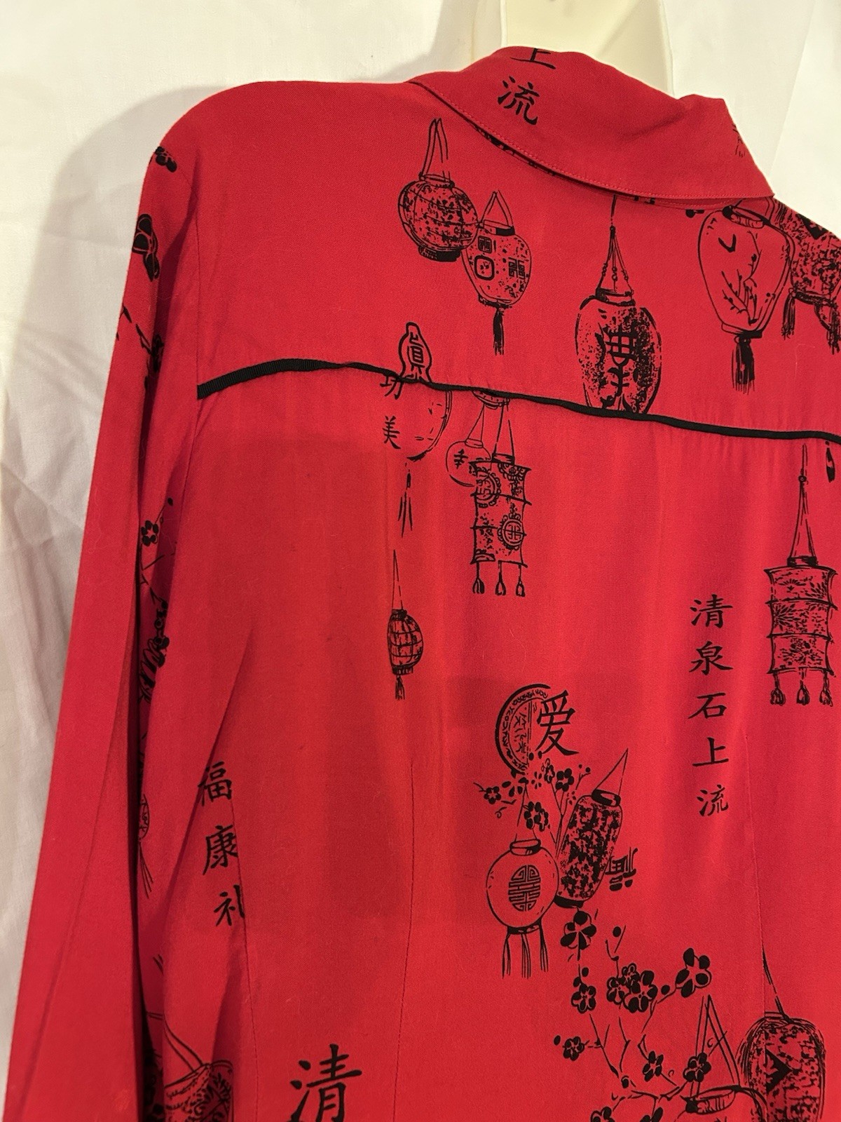 Soft Surroundings Red Lantern Print Button Front … - image 9