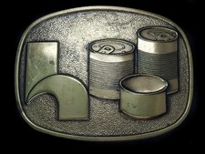 TJ07172 VINTAGE 1970s  UNKNOWN  ADVERTISMENT SOLID BRASS BELT BUCKLE