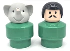 Fisher Price Little People Chunky Figures 2.5" Tall Green Man Elephant 90's VTG