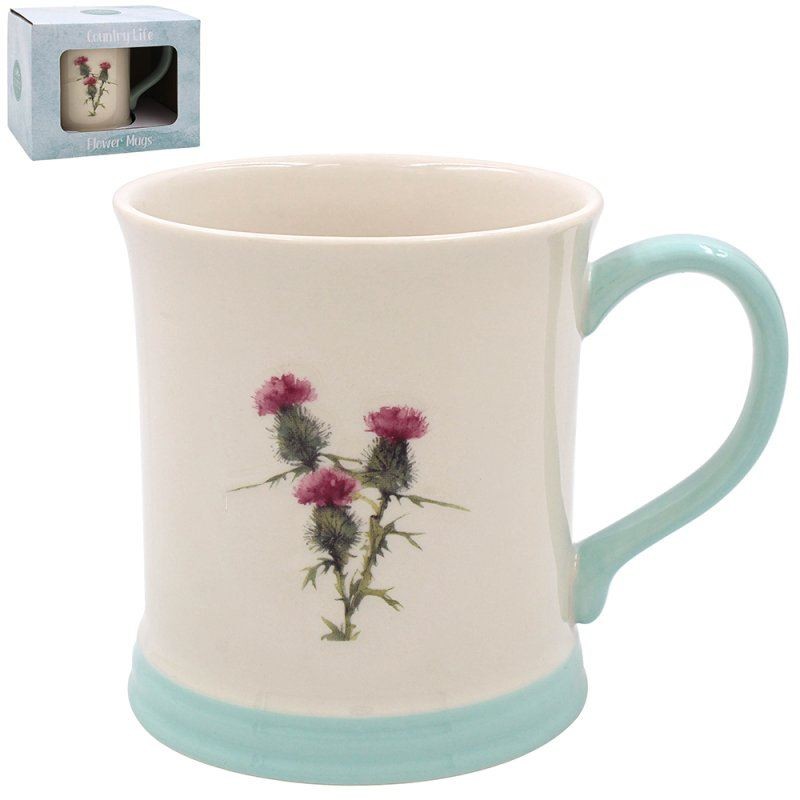 Thistle Embossed Fine China Mug Multicoloured Floral Design Tea Coffee Cup