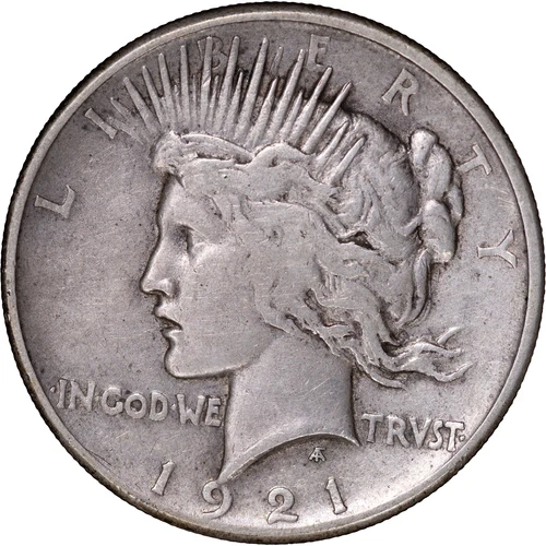 1921 $1 Peace Silver Dollar ~ VF Details