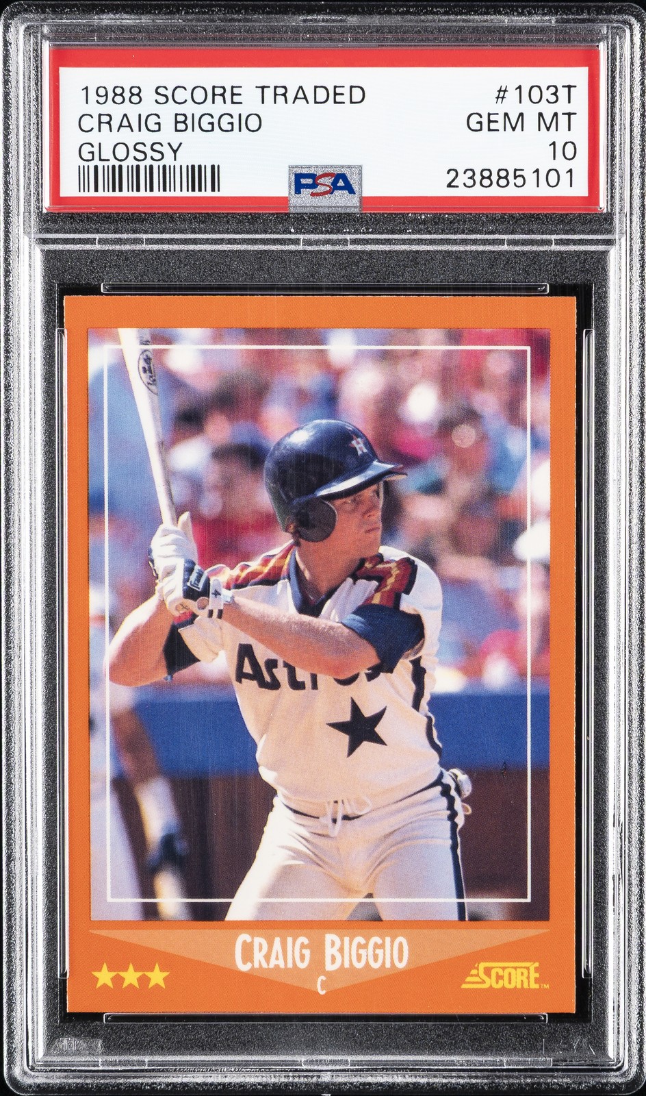 1988 SCORE TRADED GLOSSY #103T CRAIG BIGGIO ROOKIE RC PSA 10