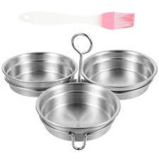 2pcs Stainless Steel Egg Mold Egg Poacher Mold Oil Brush Egg Boiling Mold