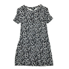 Ellen Tracy Women Pima Cotton Animal Print Pockets Shirt Dress Small