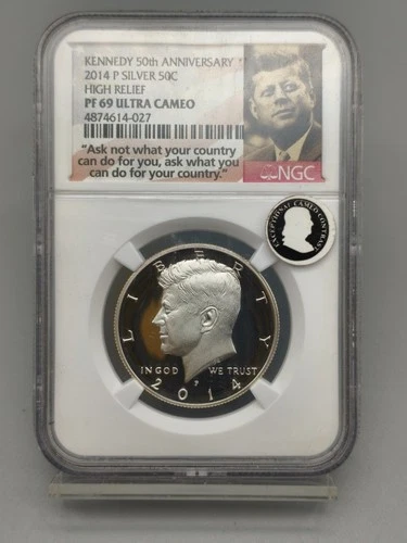 2014 P Silver Proof Kennedy Half Dollar High Relief NGC PF 69 Ultra Cameo