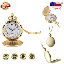 Classic 1920s-Inspired Gold Pocket Watch with Chain - Unisex Design