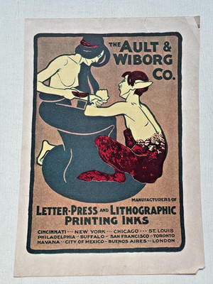 1910's Art Nouveau Lithographic Print Advertisement / Sample w/ Centar