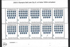 Netherlands   Olympics 2002-3 G vd Velde 1000m Salt Lake sheet Silverwinner mnh