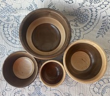 Handturned Nested Set Of 4 Bowls Walnut  Maple Wood, Food Safe Finish