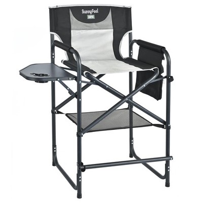 Tall Camping Directors Chair, Portable Folding Artist Makeup Chair with Side ...
