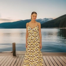 NWT FARM RIO LINEN DRESS SIZE EXTRA LARGE PK6282 6/4 JS