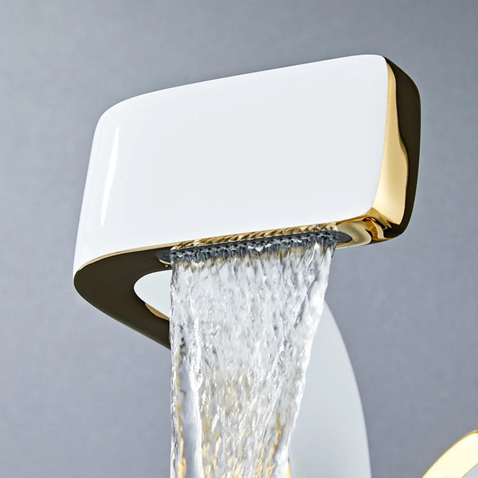 Robinet de lavabo cascade en laiton massif réglage chaud et froid sans effort - Photo 2/4