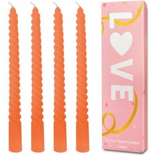 Orange Spiral Twisted Taper Candles 10 Inch 4 PCS Unscented Halloween Decor