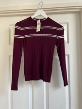 Miss Selfridge Women’s Purple / White Stripe Lightweight Jumper Top - UK Size 6