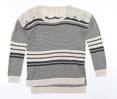 Pullover Pulli Damen UK Größe M Hippie Rose Beige