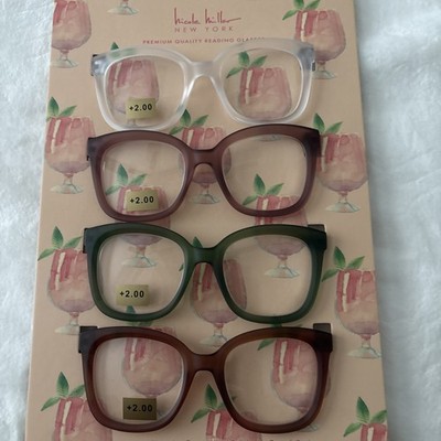 NICOLE MILLER  READING GLASSES FROSTED READERS PACK- 4  WOMEN'S 2.00 NEW