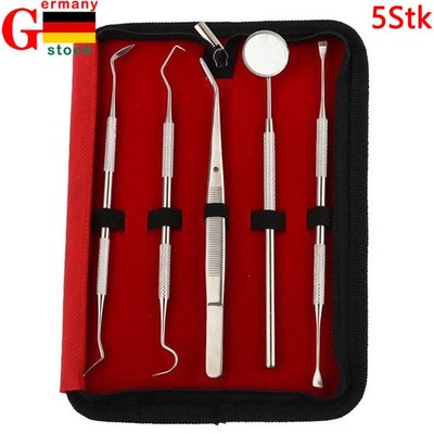 5er Dental Set Zahnpflege Zahnsteinentferner Zahnsonde Reinigung Mundspiegel DE