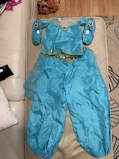 Disney Store Jasmine Aladdin Costume Set Blue Gold Girls S 6/6X Includes Shoes