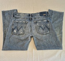 MOTHER The Scrapper Cuff Ankle Fray Jeans Women's Sz 28 Button Fly NICE DISTRESS