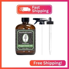 Peppermint Essential Oil 4 oz. with Huge Glass Bottle, Glass Dropper, and Spraye
