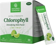 Chlorophyll Extra Strength 30 Lime Twist Detoxifying Stick Packs Nature's Sunshi