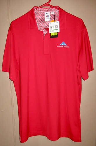 Polo uomo America FOLDS OF HONOR Puma Volition rossa militare golf nuova con etichette taglia LG - Foto 2 di 13