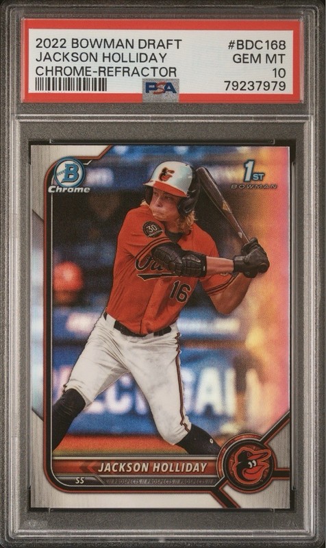 2022 Bowman Draft Jackson Holliday Chrome Refractor 1st Bowman PSA 10 Gem Mint