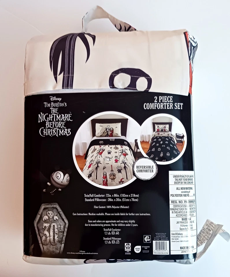 NEW Tim Burton Nightmare Before Christmas 2 Piece Comforter Set Reversible - Image 3 of 4