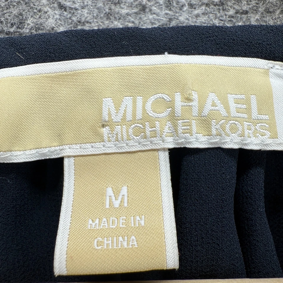 Vestido Michael Kors Mujer M Mediano Negro Paisley Cambio Corto Borlas Manga Larga Foto 3 de 4