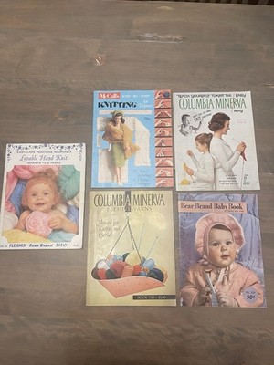 5 Vintage Crochet Booklets Baby Clothes Adult Sweaters