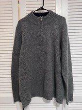 VTG 90  s LL Bean Mens Pure Shetland Wool Grey Pullover Sweater Size XL Reg