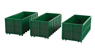 NEW Walthers 949-4100 Large Dumpsters Green (3) HO Scale FREE US SHIP