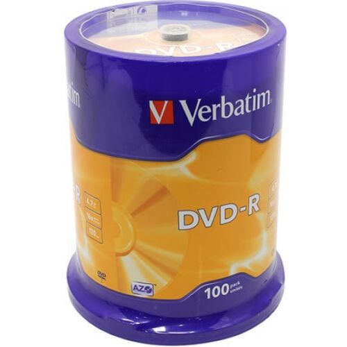 100 Genuine Verbatim 43549 Blank DVD-R 16x 4.7GB DVD Non Printable Discs Taiwan - Picture 1 of 2