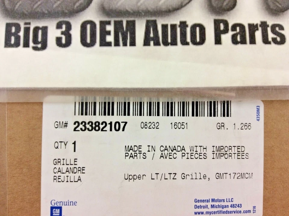 Chevrolet Equinox LT 2016-2017 parrilla de radiador superior delantera nueva OEM 23382107 Foto 3 de 3