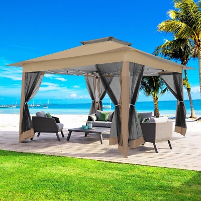 3,6x3,6m Pop Up Pavillon Faltpavillon Gartenzelt Party Gazebo mit 4 Moskitonetz;