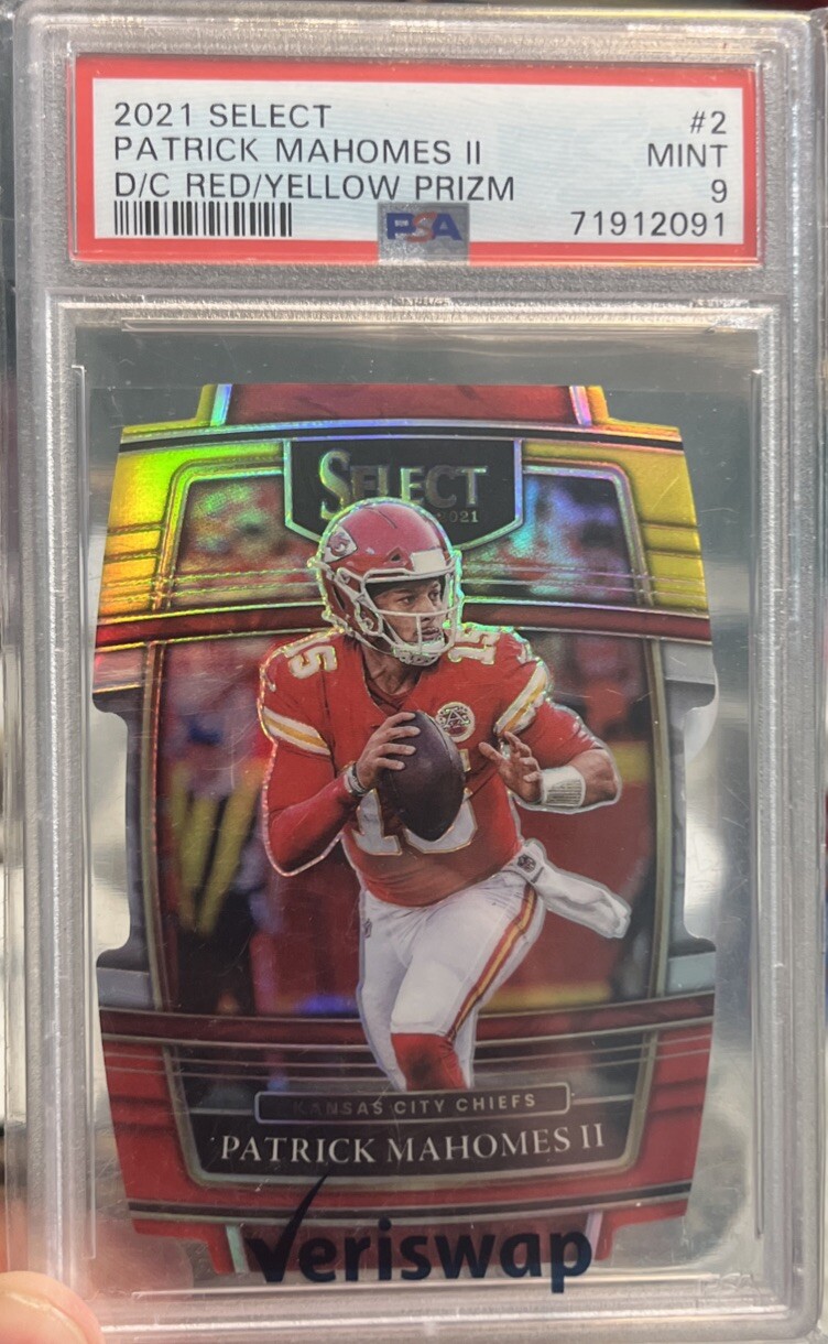 2021 Select Patrick Mahomes Premier Level Die Cut - Yellow/Red PSA 9