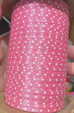 satin polka dot 1/8" ribbon pink 10yds double sided