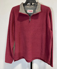 Wrangler Rugged Wear Mens 1/4 Zip Mens Pullover Red Sweatshirt Size Large
