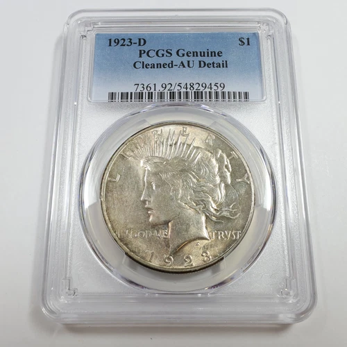 1923 D PCGS AU Detail - Peace Dollar $1 US Coin #54443B