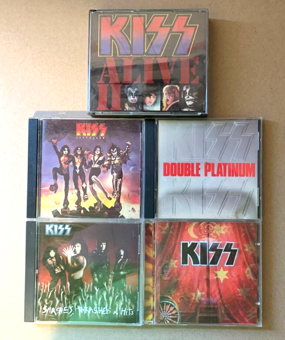 KISS 5 CD lot-Alive II,Double Platinum,Psyco Circus,Destroyer&Smashes/Trashes!