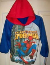 Spiderman Red Blue Hoodie Long Sleeve Shirt Boys Size 3T NWT