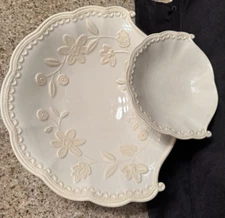 Vintage Lenox Linen Closet Pattern Chip & Dip Shell Serving Dish China 13" Wide