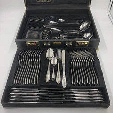 CS Besteck Stainless Steel Cutlery Setting for 12 in Sturdy Carrying Case