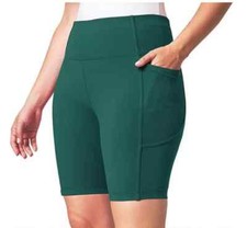 NEW Mondetta Women's High Waist Active Inseam 8" Bike Shorts, Green, Size MEDIUM