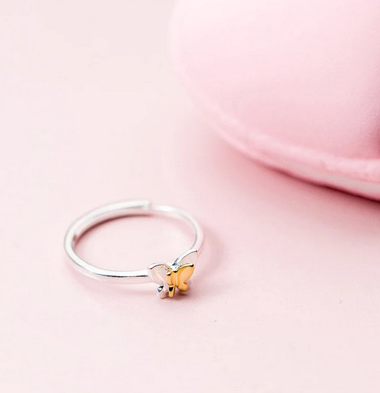 как выглядит Wonderful Double Butterfly Design In 10K Two Tone Gold Women