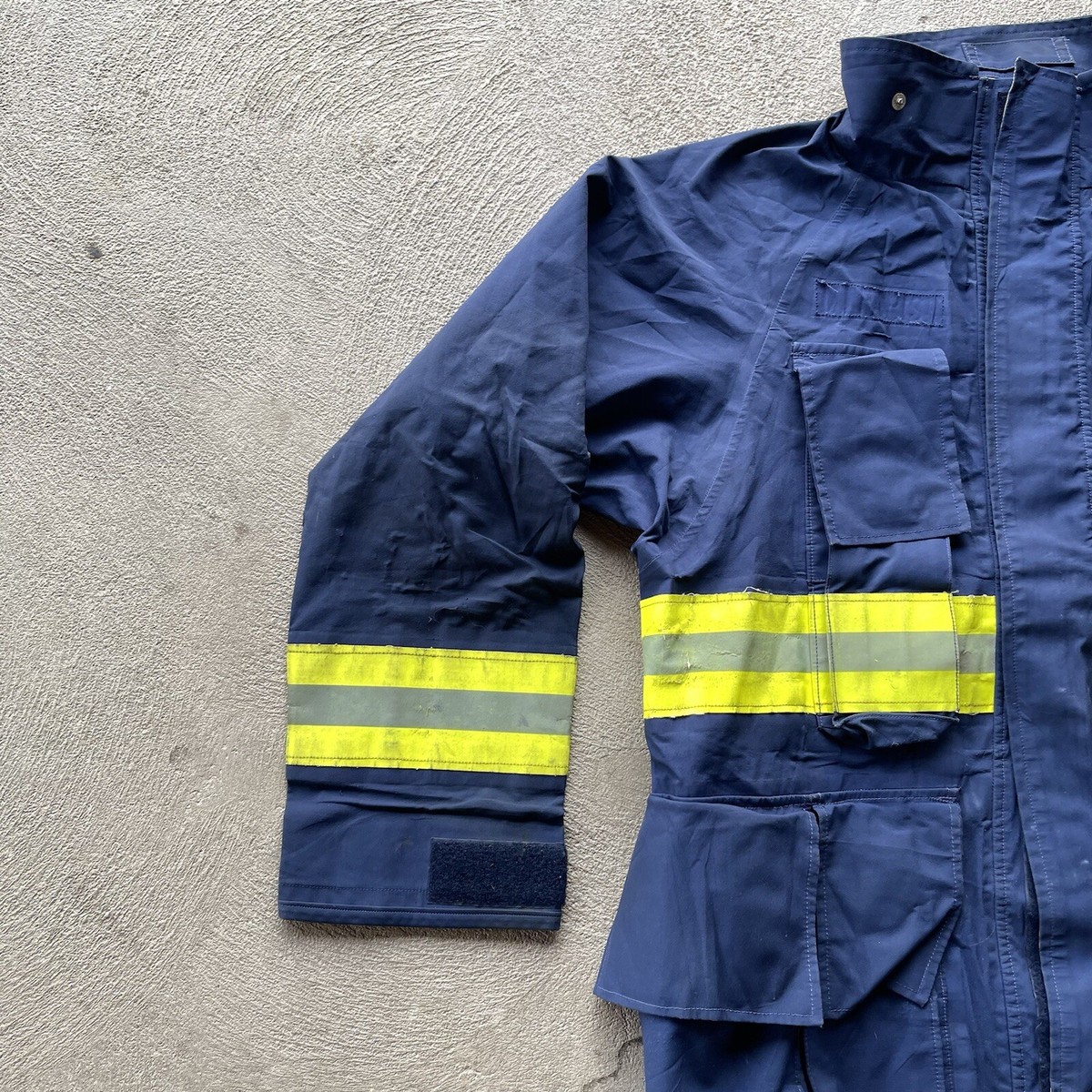 Vintage Firefighter Jacket Mens Large Blue Flame Resistant FR ZIP