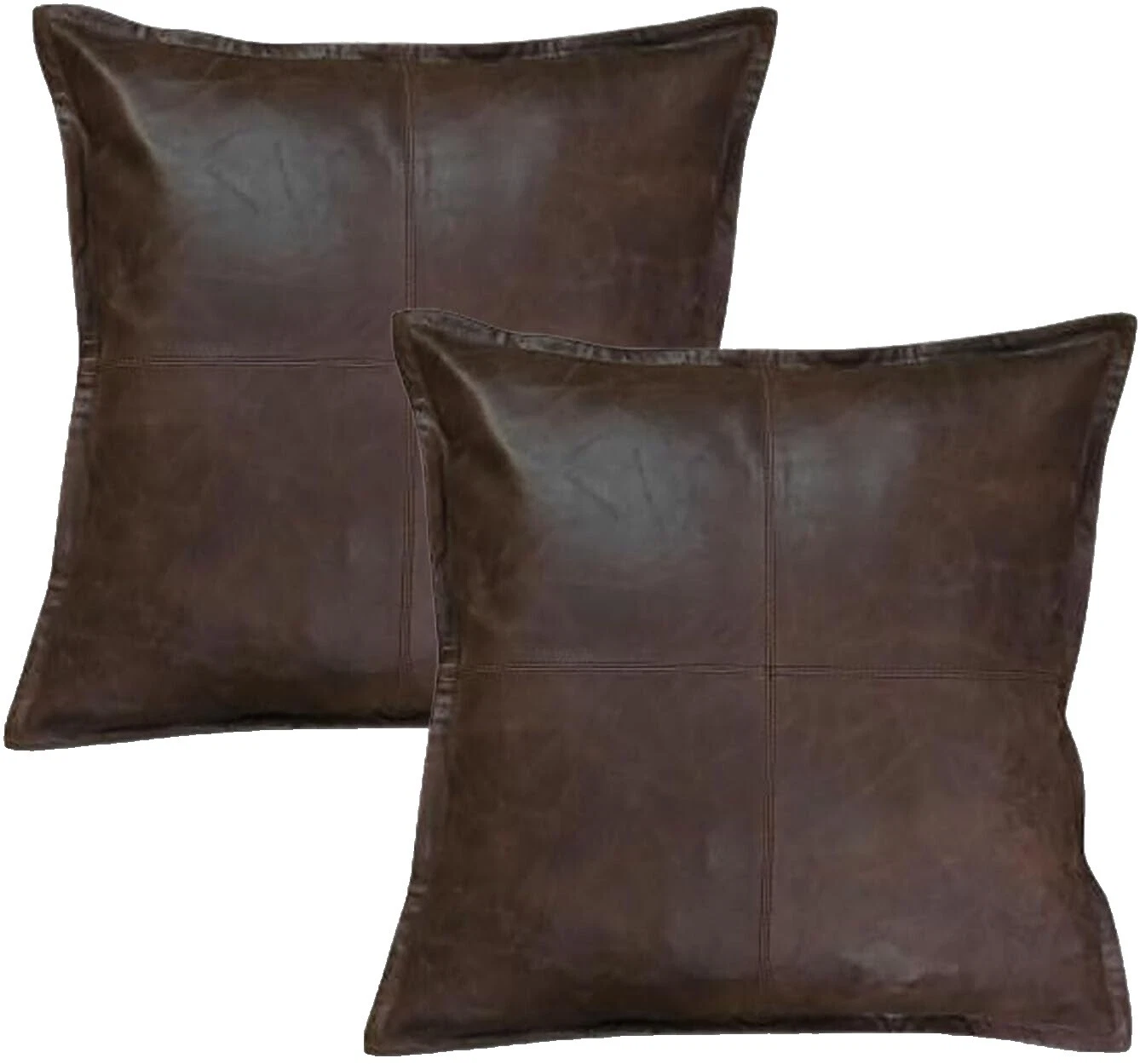 Fundas de Almohada de Cuero Marrón