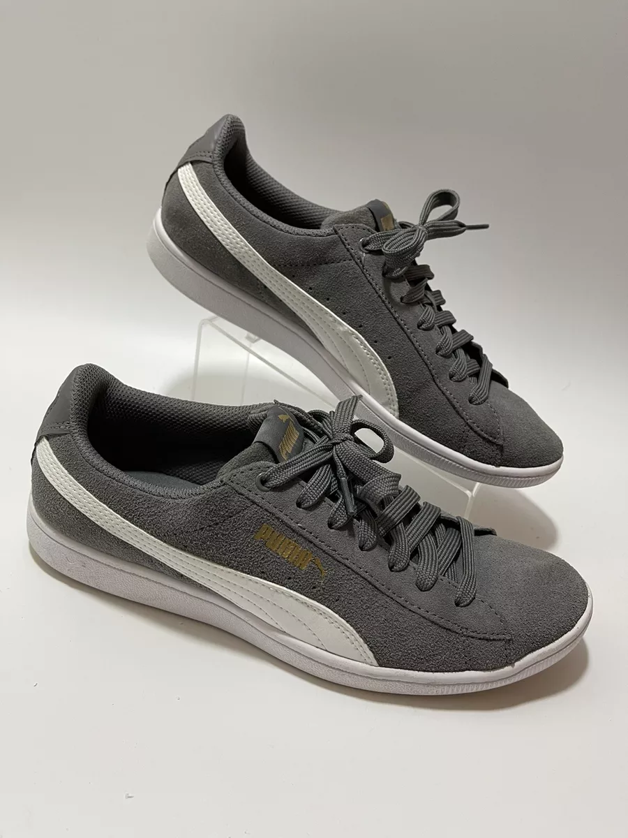 PUMA Women s Size 8 Vikky Soft Foam Comfort Gray Suede Low Top Sneakers Shoes